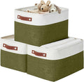DECOMOMO Storage Bins Fabric Storage Baskets for Shelves, Linen Closet Organization Toys Nursery (Olive Green and White, Large - 3 Pack)-Ruum Studio Home