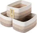 Small Storage Baskets for Organizing | Closet Organizer Bins | Shelf Toy Basket | Woven Rope Baskets | Cube Decorative Box | Shallow Basket |11.5x7.5x4.7”| 3 Packs Gradient Brown-Ruum Studio Home