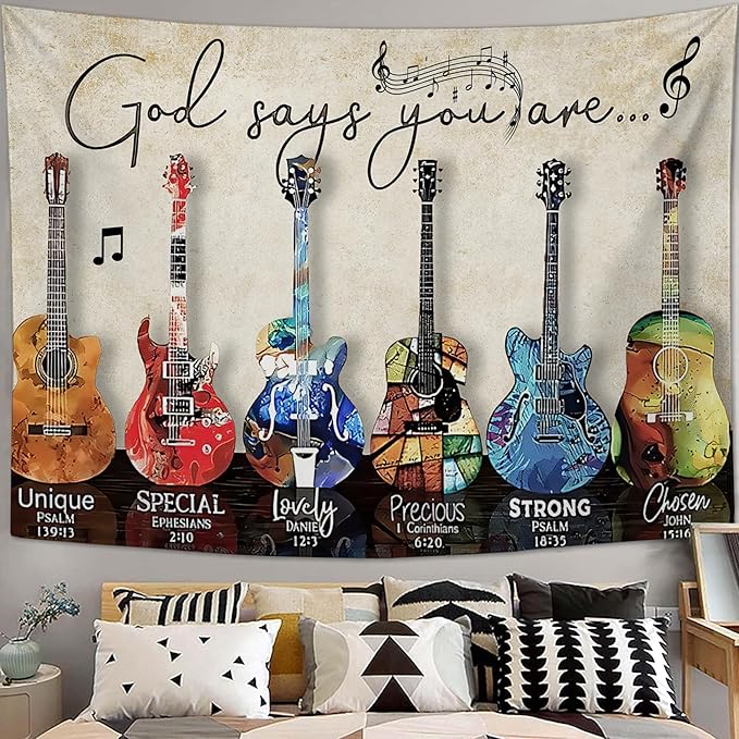 yowecso Musical Guitar Tapestry Rock Guitar Tapestry Wall Hanging for Bedroom Cool Rock Music Tapestries Aesthetic Wall Decor for Home Dorm Living Room 50"x60"-Ruum Studio Home