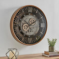 CLXEAST 24 Inch Large Moving Gear Wall Clock for Farmhouse Living Room Decor,Vintage Industrial Bronze Gold Metal Wall Clock for Home Office,House Warming Gifts New Home-Ruum Studio Home