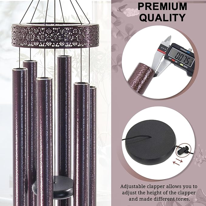 ASTARIN 48'' Large Wind Chimes - 6 Heavy Tubes, Memorial Outdoor Chimes for Garden Decor, Sympathy Gifts, Bronze-Ruum Studio Home