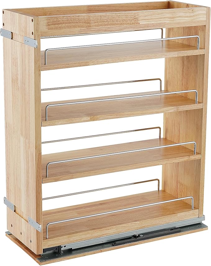 DINDON Pull Out Spice Rack Organizer for Cabinet, (5" W x 21.9" D x 25.2" H) Multi-Use Wood Pull Out Cabinet Organizer Slide Out Shelf Cabinet Storage for Kitchen, Pantry Organization-Ruum Studio Home