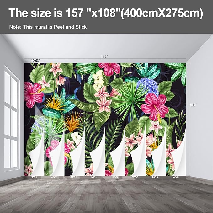 Floral Wall murals Peel and Stick Flowers Wallpaper for Bedroom Living Room - 108"x157"-Ruum Studio Home