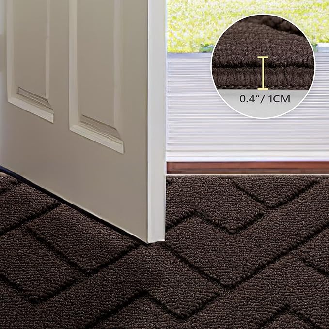 hicorfe Front Door Mat Outside Entrance,36"x59" Absorbent Muddy Dirt Resist Welcome Door Mats Outdoor Indoor,Stain and Fade Resistant,Non Slip Backing Entry Mat Doormat for Entryway(Coffee)-Ruum Studio Home