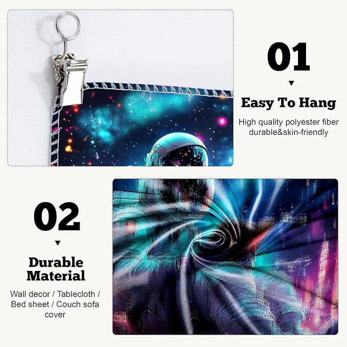 BVBOX Astronaut Space Blacklight Tapestry 79"x59", UV Reactive Astronaut Reading Universe Galaxy Planet Glow in Dark Tapestries, Black Light Neon Upright Poster Wall Hanging Backdrop Decor for Bedroom Living Room-Ruum Studio Home