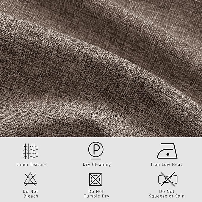 Macochico Pinch Pleated Blackout Linen Curtains 96 Inches Long 100% Light Blocking Burlap Curtains for Bedroom Living Room Thermal Window Panels with Tieback 72”Wx96”L Light Brown 1 Panel-Ruum Studio Home