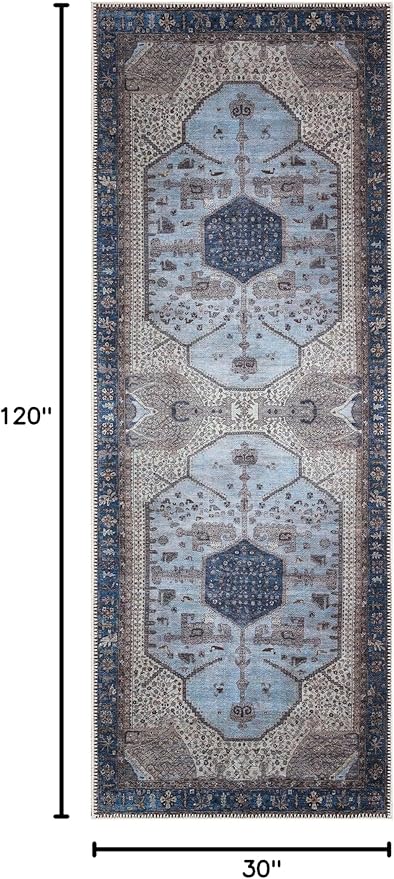 Keen Home Design 2x10 Rug - Machine Washable Runner Rug with Non-Slip Backing, Ideal for Hallway, Entryway, Kitchen, Laundry Room - Vintage, Easy Clean, Durable, Low Pile - (2'6" x 10')-Ruum Studio Home