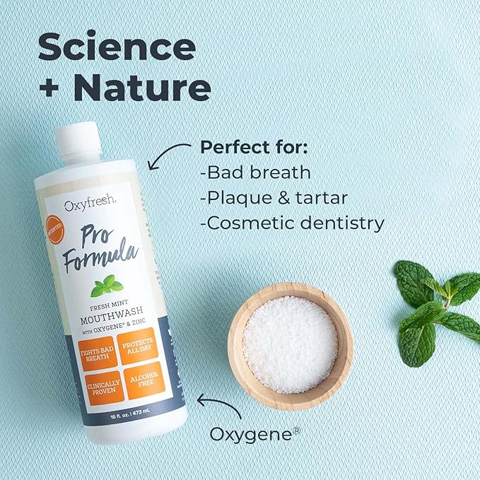 Oxyfresh Premium Pro Formula Fresh Mint Mouthwash – Patented Zinc Mouthrinse for All Day Fresh Breath & Healthy Gums – Refreshing & Alcohol Free Mouthwash | 16oz-Ruum Studio Home