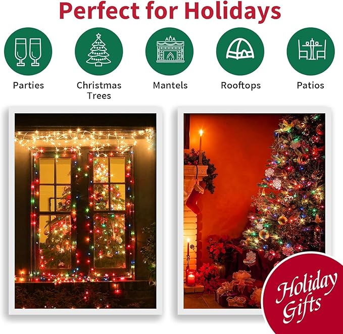 60 Count Multicolor- String Lights - LED Christmas Lights, Mini led Lights for Indoor Outdoor Home Holiday Party Wedding Independence Day Decoration-Ruum Studio Home