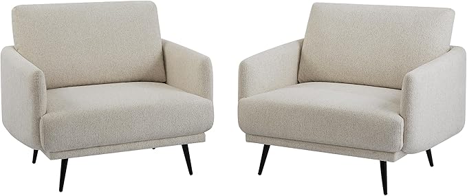 Oversized Accent Chair Set of 2 for Living Room Chairs Reading Arm Chair Comfy Modern Single Sofa Side Chairs with Metal Legs & Soft Cushion for Bedroom, Balcony,Waiting Room (Chenille, Oatmeal)-Ruum Studio Home