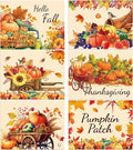 Thanksgiving Placemats Set of 6 Fall Plastic Table Mats Thanksgiving Day Place Mat Autumn Harvest Place Mats Washable Rustic Pumpkins Table Decoration for Indoor Outdoor Party Kitchen Dining-Ruum Studio Home