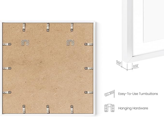 HAUS AND HUES 20x20 White Metal Picture Frames Matted to 16x16 - Features Premium Aluminum & Hanging Hardware, Shatterproof Plexiglass - Ideal for Home, Room, Office (20x20 in, White, Set of 15)-Ruum Studio Home