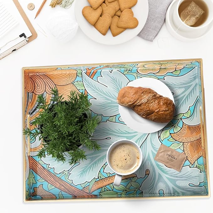 Spsyrine Serving Tray with Handles, Plastic Decorative Tray for Coffee Table, Living Room, Home Decor, Sunflower-Ruum Studio Home