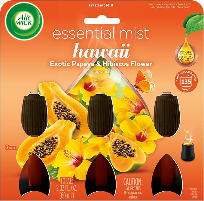 AIR WICK Essential Mist - Triple Refill Hawaii Exotic Papaya & Hibiscus Flower (3X.67) oz.-Ruum Studio Home