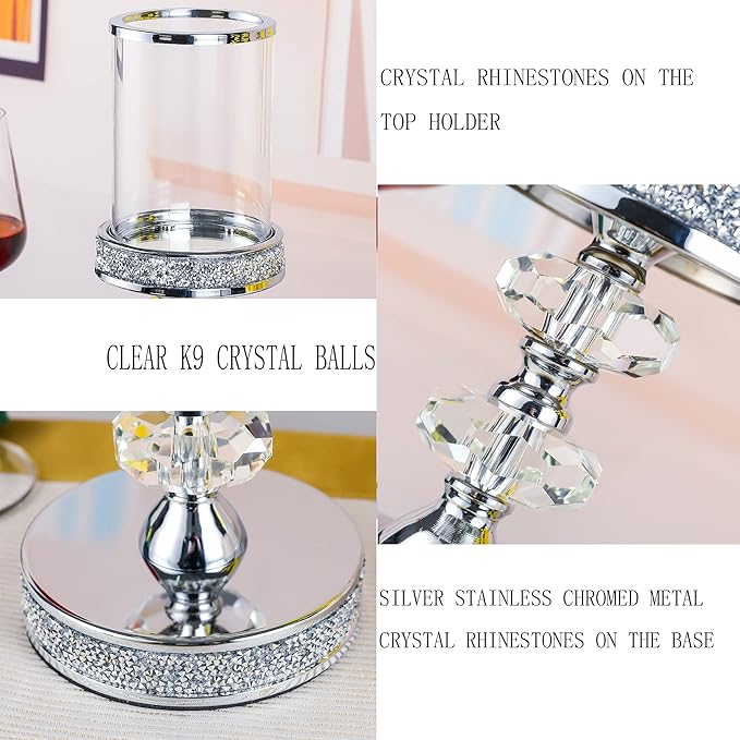 Pillar Candle Holders, Candle Holders for Pillar Candle, Crystal Candlesticks Holder for Home Decor, Wedding, Events, Coffee Dining Table CH048MD-Ruum Studio Home