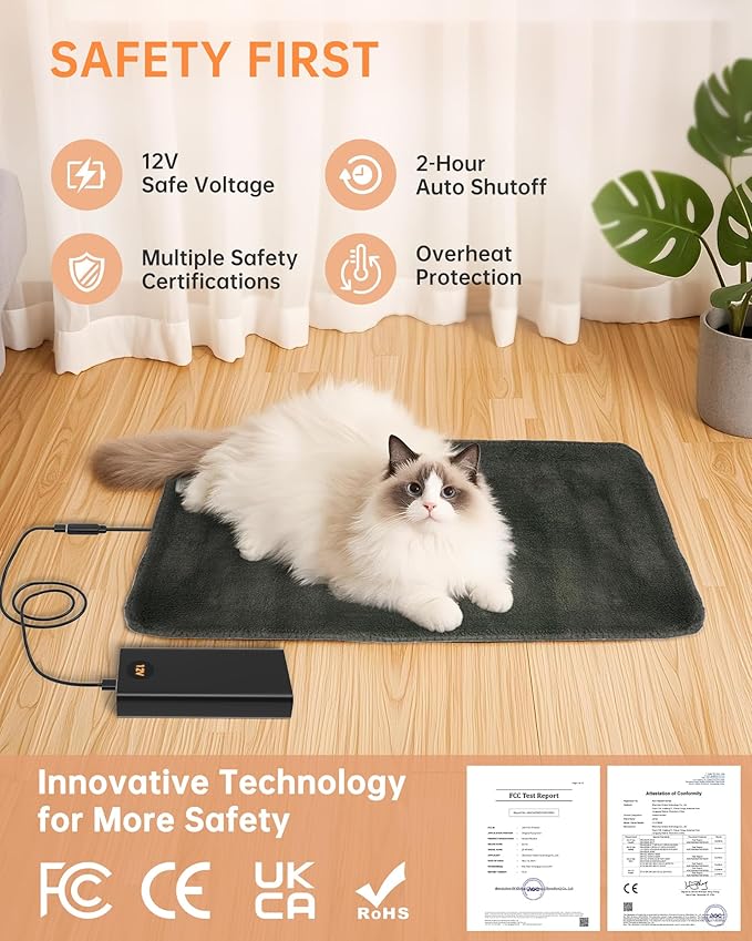 Nano Heating Pad Pain Relief, Far Infrared Heating Electric Pad for Period Cramps Back Neck, Washable, Car, Portable, for Women Mom Elder,12V Safe, Remote 6 Heat&Time(12"x24", Grey)-Ruum Studio Home