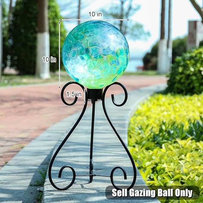 VCUTEKA Gazing Ball, Glass Gazing Balls Sphere for Garden Lawn Outdoor Ornament Yard Decorative, Blue Swirl, 10"-Ruum Studio Home