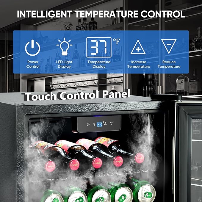 120 Can Beverage Refrigerator – Mini Fridge with Glass Door for Soda Beer or Wine, Beverage Cooler for Bedroom, Office, Bar with Adjustable Shelves & Digital Temperature Display, Silver-Ruum Studio Home