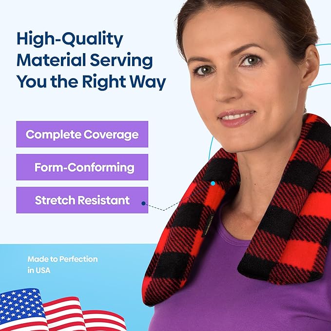 SunnyBay Microwave Heating Pad, Microwavable Heated Neck and Shoulder Wrap, Soothing Weighted Moist Heat or Ice Pack with Flaxseed and Lavender, FSA HSA Approved, 26x5 Inches, 2.5 lbs, Buffalo-Ruum Studio Home