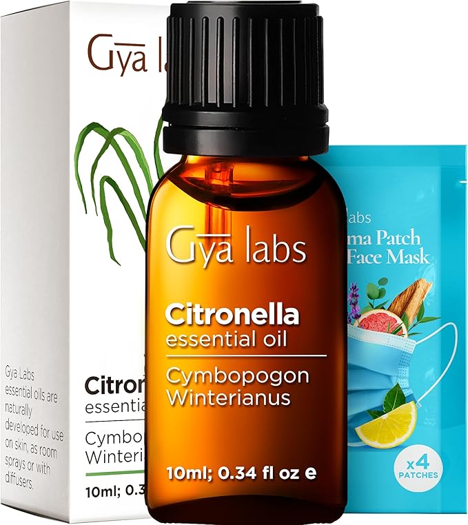 Gya Labs Citronella Essential Oil - 0.34 Fl Oz - 100% Pure Natural Citronella Oil for Skin, Diffuser, Candle Making Scent-Ruum Studio Home