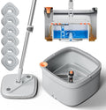 KZKR Spin Mop and Bucket Set with Self Separation Dirty and Clean Water System, Self Wringing 360° Rotating Square Mop Head for Home Floors Cleaning (1.0 Mop and Bucket Set (6 Pads))-Ruum Studio Home