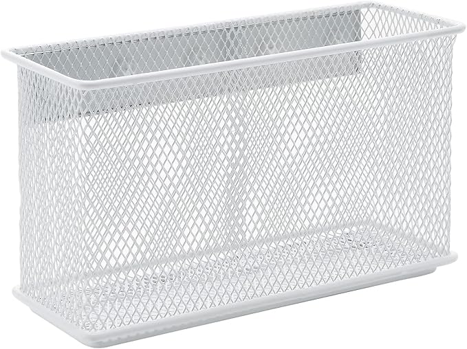 dedoot Magnetic Pencil Holder for refrigerator Storage Magnetic Basket Mesh White Strong Magnetic Pen Holder for Refrigerator,Whiteboard, Locker, Home and Office Organizer, 6.3x2.3x3.6inch-Ruum Studio Home