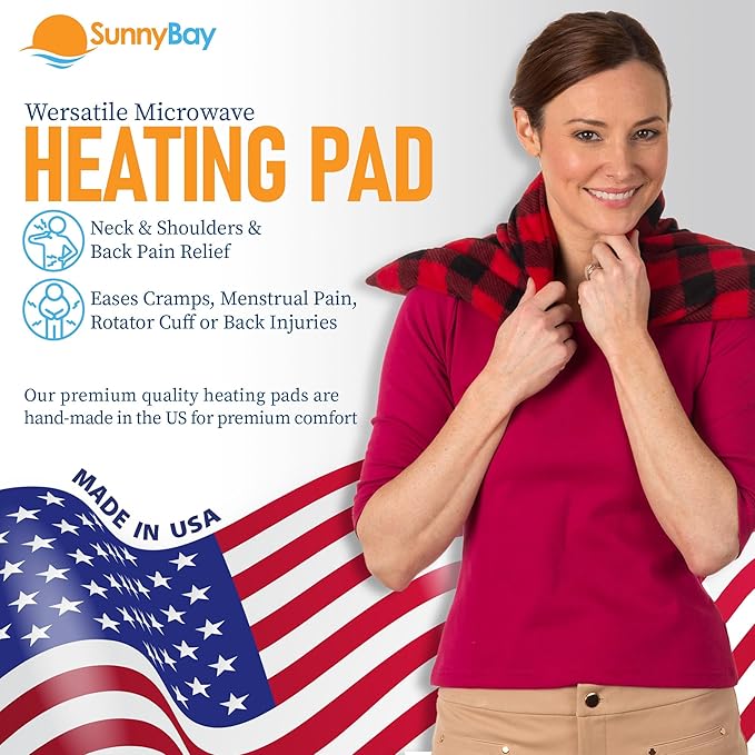 SunnyBay Extra Large Microwave Heating Pad, Microwavable Heavy Weighted Full Body Moist Hot or Cold Pack and Washable Fleece Cover, 10x24 Inches, 2.8 lbs, Made in USA, (Buffalo)-Ruum Studio Home