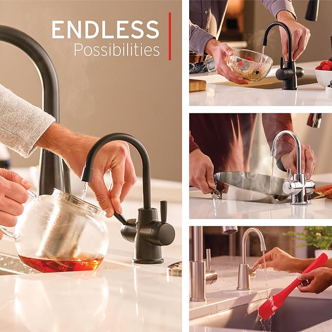 InSinkErator Stainless Steel Tank, H250MBLK-SS HOT250 System, Single-Handle Matte Black Faucet with 2/3-Gallon Instant Hot Water Dispenser & STC-MTBLK Push SinkTop Switch Button, Matte Black-Ruum Studio Home