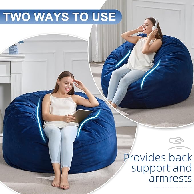 Hobestluk 4FT Bean Bag Chair Giant Bean Bag Chairs for Adults Large Bean Chairs with Removable Cover, Beanbag Chair with Filler, Adult Bean Bag Chairs for Living Room, Bedroom-Ruum Studio Home