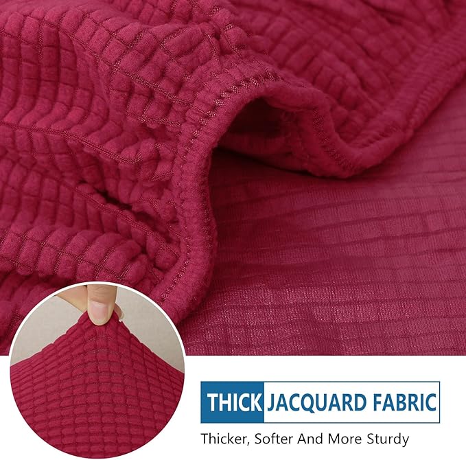 hyha Waterproof Sectional Couch Covers, Non Slip Sofa Couch Cushion Covers L Shape, Thick Stretch Jacquard Fabric, Washable Sofa Slipcovers with Elastic Bottom (1 Piece for Chaise XL, Wine Red)-Ruum Studio Home
