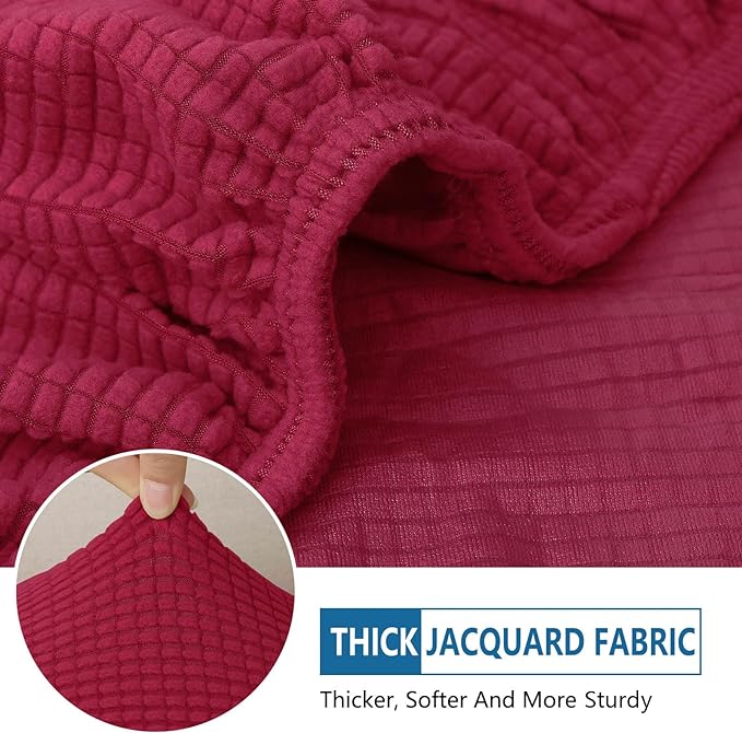 hyha Waterproof Couch Cushion Covers for Pets, Non Slip Sofa Seat Cover for Dogs Washable, Soft Thick Stretch Jacquard Fabric, Sofa Slipcovers with Elastic Bottom (2 Pieces, Wine Red)-Ruum Studio Home