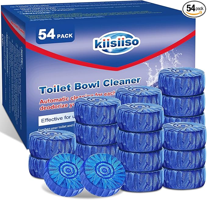 KIISIISO Multipurpose Bathroom Cleaners, 54 Pack Commercial & Household Toilet Bowl Cleaners, Blue Toilet Bowl Tablets Drop in Tank, Janitorial Deodorizers-Ruum Studio Home