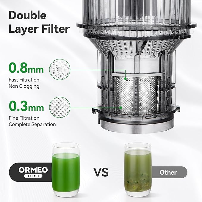 Juicer Machines, Cold Press Juicer with 5.0” Large Feed Chute Fit Whole Fruits & Vegetables, Stainless Steel Masticating Juicer With Pulp Seperation, 99% Juice Purity, 200W Quiet Motor, Easy to Clean-Ruum Studio Home