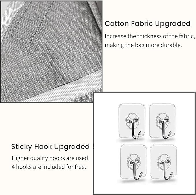 3pcs Small Wall Hanging Organizer Bag, Linen Fabric Door Hanging Storage Basket with Pockets, Waterproof Bin for Kitchen, Bedroom, Office, RV Camper (Gray)-Ruum Studio Home