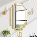 Bathroom Mirror for Wall Gold Farmhouse Wall Vanity Mirror for Over Sink Wood Framed Beveled Mirrors Deco（20 * 28IN/Gold）-Ruum Studio Home