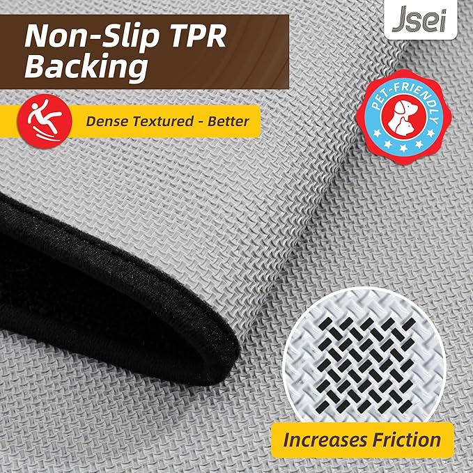 JSEI Entryway Rugs Doormat 24"x36", Non-Slip Dirt Trapper Door Mats Indoor, Washable Absorbent and Stain Resist Welcome Floor Mat for Front Door, Dog Door Mat, Muddy Wet Shoes & Paws, Black-Ruum Studio Home