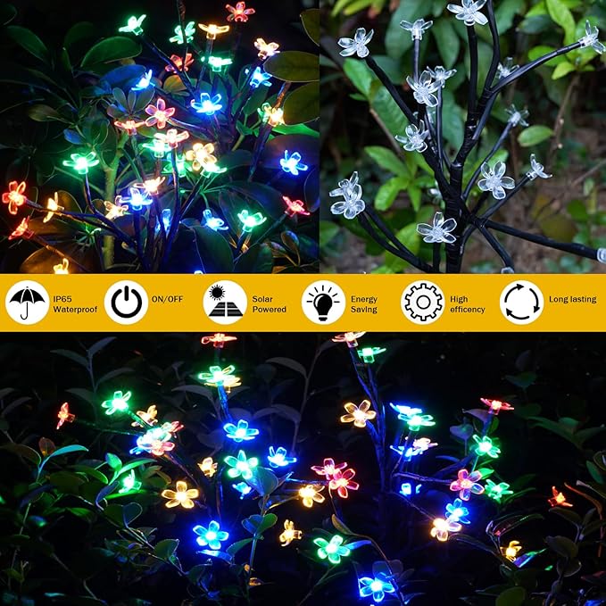 Solar Garden Lights Outdoor,Waterproof Solar Lights for Outside Decorative 4Pack, 80Led Flowers Garden Decor, Outdoor Lights for Yard Pathway,Lawn,Garden Decorations-Ruum Studio Home