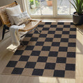 Lahome Checkered Easy Jute 3x5 Rug, Washable Rugs for Living Room Entryway Farmhouse Non Slip Black Outdoor Carpet, Checkerboard Indoor Door Mat for Entry Patio Deck-Ruum Studio Home