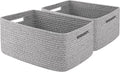 OIAHOMY Storage Basket for Shelves, Closet Cube Storage Bins Baskets for Clothes Blanket Towels, Baby Nursery, Toy Baskets Box, Woven Rope Basket, 15.75*11.81*7.09 IN, 2 Packs Grey-Ruum Studio Home
