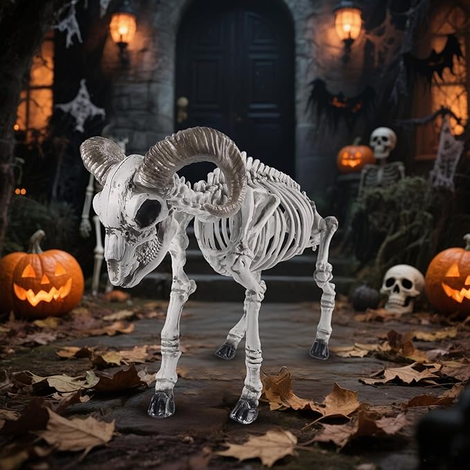 DR.DUDU Goat Skeletons Halloween Decorations – 26 Inch Long Life Size Skeleton Animals for Outdoor, Yard, Lawn Decor - Realistic Farm Skeleton Goat Party Props Scary Halloween Décor-Ruum Studio Home