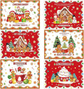 Christmas Placemats Set of 6 Christmas Retro Gingerbread Plastic Table Mats Xmas Bakery Gingerbread House Place Mats Winter Holiday Table Decoration for Indoor Outdoor Party Kitchen Dining-Ruum Studio Home