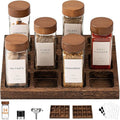 Yangbaga 24Pcs Glass Spice Jars with Labels-4oz Acacia Wood Lid Square Spice Containers and 2pcs Rack with Pepper Grinder Lids &Funnel,Seasoning Jars for Rack Cabinet Drawer-Ruum Studio Home