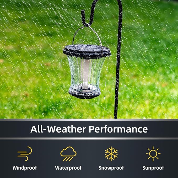 Glass Solar Lantern Outdoor Lights Waterproof, Flickering Flame Solar Lights with Modular Design, Auto On/Off Decorative Hanging Lanterns for Patio Garden Pathway Camping Deck Yard (4 Pack)-Ruum Studio Home