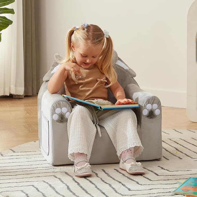 ALIMORDEN Animal Series Kid's Chair, Ultra-Soft Comfy Foam Filled Toddler Sofa Chair, Cute Animal-Shaped Design Toddler Couch, Lightweight Birthday for Baby Boys & Girls (Elephant)-Ruum Studio Home