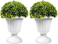Sunnyglade 2 PCS 17" Artificial Plastic Boxwood Ball Tree, Faux Potted Decorative Topiary Plant, UV Resistant Fake Plant in Pot for Home Gate Indoor Outdoor Patio Office Decor-Ruum Studio Home