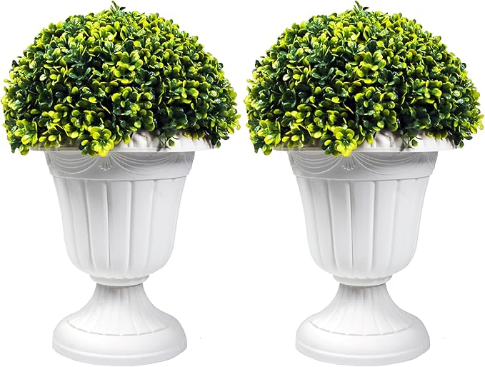Sunnyglade 2 PCS 17" Artificial Plastic Boxwood Ball Tree, Faux Potted Decorative Topiary Plant, UV Resistant Fake Plant in Pot for Home Gate Indoor Outdoor Patio Office Decor-Ruum Studio Home