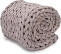 Nuzzie Chunky Knit Blanket - Breathable, Cooling, Hand Made Knit Throw Blanket for Sleep - Machine Washable, Stylish Decor Design (Dusty Rose, Queen | 22lbs | 60"x80")-Ruum Studio Home
