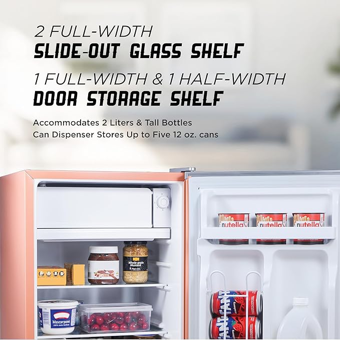 IBCR25BLS Compact, Energy Star Certified Small, Single Door Mini Fridge with Freezer Refrigerator, Large (2.5 cu ft), Blush Red-Ruum Studio Home