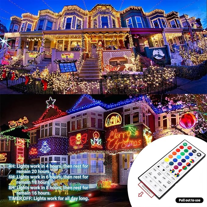 HOME LIGHTING 66ft Christmas Decorative Mini Lights, 200 LED RGB Changing 8 Functional Green Wire Fairy Halloween Lights with Remote Timer, Plug in Indoor Outdoor Xmas Wedding Party Decor-Ruum Studio Home