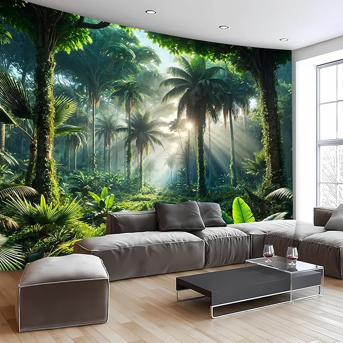 BSFHH Nature Tapestry Forest Tree Sea Cave Wall Hanging, Stream Through Rainforest Landscape Wall Art Tapestry for Bedroom Living room (Rainforest, 79"×59", Unframed)-Ruum Studio Home